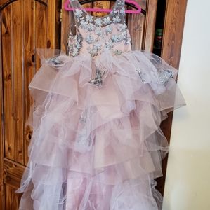 Dusty rose with gray flowers size 6 girls gown